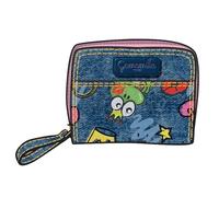 Seven Camomilla Portafoglio Con Chiusura Zip, Blu Denim e Illustrazioni Colorate, Scomparto Contanti e Monete, Accessorio Bambina e Ragazza