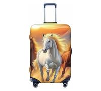 Seven Colorful Lucky Horses - Copertura elastica per valigia, da viaggio, antigraffio, con stampa, Nero , XL