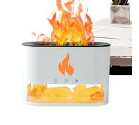 Seven Colors Flame Diffuser, Noiseless Flame Humidifier, Timer Bonfire Diffuser, Portable Salt Rock Diffuser with Light 7.48x5.12x3.15 Inches for Home, Room (White, Black)