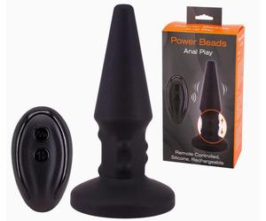 Seven Creations Plug anale con perline rimming Black 14,5 cm controllo remoto