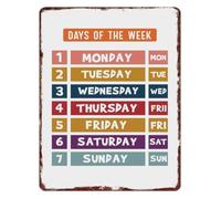 Seven Days Metal Sign Weekly Pattern Wall-Art 8x12 Inch