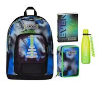 Seven Freethink Set Scuola, Zaino con Astuccio 3 Zip, Diario e Borraccia, Design Multicolore (WRITE DOWN Blu)
