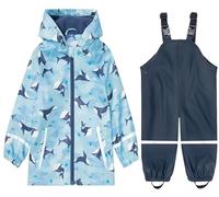 SEVEN Giacca e Pantaloni Impermeabili Bimbo Unisex da Pioggia Antipioggia PU Traspiranti, Foderato in Pile Squalo 5-6 Anni