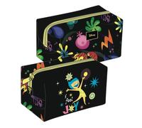 Seven Inside Out 2 Beauty Case, Nero e Illustrazioni Colorate, Trousse per Cosmetici e Articoli da Toeletta, Accessorio da Viaggio, Bambina e Ragazza