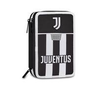 Seven Juventus Astuccio 3 Zip, Triplo Scomparto, Completo di Matite, Pennarelli, Colori, Accessori Zaino, Elementari, Medie, Superiori, Bianconeri, Ragazze e Ragazzi, bianco/nero