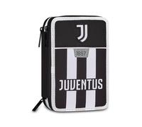 Seven Juventus Astuccio 3 Zip, Triplo Scomparto, Completo di Matite, Pennarelli, Colori, Accessori Zaino, Elementari, Medie, Superiori, Bianconeri, Ragazze e Ragazzi, bianco/nero