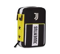 Seven Juventus Astuccio Scuola 3 Zip, Nero, Portapenne Triplo Scomparto Completo Di Penne, Matite, Colori, Scuola Elementare, Bambino, Calcio