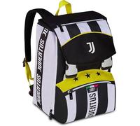 Seven Juventus Zaino Doppio Scomparto, Bianco e Nero, Tasca Frontale con Zip e Tasca per Borraccia, Bambino, Scuola Elementare, Calcio
