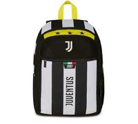 Seven Juventus Zaino Doppio Scomparto, Bianco e Nero, Tasca Frontale con Zip e Tasca per Borraccia, Bambino, Scuola Elementare, Calcio