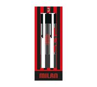 Seven Kit Penne - A.C. MILAN Calcio - 3 penne Gel - Inchiostro Blu, Rosso e Nero - Confezione regalo - Accessori Scuola Elementare, Penne Scuola