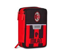 Seven Milan Astuccio Scuola 3 Zip, Nero, Portapenne Triplo Scomparto Completo Di Penne, Matite, Colori, Accessori Zaino, Scuola Elementare, Bambino Calcio