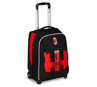 Seven Milan Big Trolley Scuola Fisso, Rosso e Nero, Squadra Calcio, 2 in 1, Doppio Uso, Trolley e Zaino, Scuola Elementare, Bambino