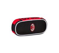 Seven Milan Portapenne Scuola Round Plus, Nero, Astuccio Ovale Con Elastici e Tasca Per Penne, Matite e Accessori, Scuola Media e Superiore, Ragazzo Calcio