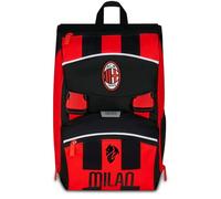 Seven Milan Zaino Doppio Scomparto Estensibile, Rosso e Nero, Squadra Calcio, Maxi Capienza, Schienale Preformato, Bambino, Scuola Elementare