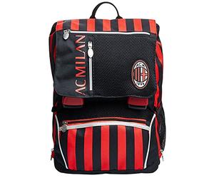 Seven Milan Zaino Doppio Scomparto Estensibile, Rosso e Nero, Squadra Calcio, Maxi Capienza, Schienale Preformato, Bambino, Tasche porta borraccia, Scuola Elementare