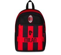 Seven Milan Zaino Doppio Scomparto, Rosso e Nero, Squadra Calcio, Tasca Frontale con Zip e Tasca per Borraccia, Bambino, Scuola Elementare