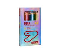 Seven Pastelli Scuola Minapro 4.0, Scatola da 12 pz Brillantinati, Mina grande, CONTENUTO: 12 colori classici con fusto brillantinato, Bambini e Ragazzi