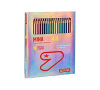 Seven Pastelli Scuola Minapro 4.0, Scatola da 18 pz, Mina grande, CONTENUTO: 6 colori metallizzati - 12 colori classici con fusto brillantinato, Bambini e Ragazzi