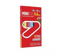 Seven Pastelli Scuola Minapro 6.0 - Scatola 12 Pz, 12 Pastelli a colori con spazio nome personalizzabile, Bambini e Ragazzi
