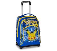 Seven Pokemon Big Trolley, 36 L, Doppio Scomparto, Spallacci a scomparsa, Doppio uso, Tasca frontale, Scuola elementare, Pikachu, Bambini e Bambine, giallo/blu