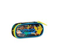 Seven Pokémon Portapenne Scuola Round Plus, Nero, Astuccio Ovale Con Elastici e Tasca Per Penne, Matite e Accessori, Scuola Elementare, Bambino