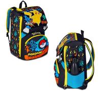Seven Zaino Pokemon Doppio Scomparto Estensibile, Nero, Maxi Capienza, Schienale Preformato, Bambino, Scuola Elementare