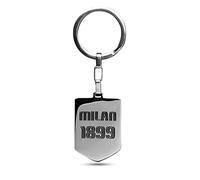 Portachiavi "1899" AC Milan, in Acciaio con Key Asset Laterale, Grigio, Bambini e Ragazzi, Sport e Calcio