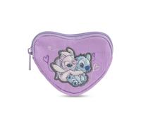 Seven Portamonete Lilo e Stitch Bambina a Cuore con Zip, 12 x 9,5 x 2 cm, Patch Floccata e Ricami, Etichetta con Logo, Viola, Idea Regalo