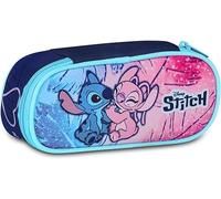 Seven Portapenne Lilo & Stitch Scuola Round Plus, Celeste e Rosa, Astuccio Ovale Con Elastici e Tasca Per Penne, Matite e Accessor, Scuola Elementare e Media, Bambina e Ragazza