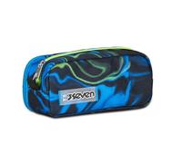 Seven Portapenne Scuola 2 Zip, Blu Nero, Multi-Shade Boy, Bustina Doppio Scomparto Con Organizer, Tasche ed Elastici Porta Penne, Accessori Zaino, Medie, Superiori, Bambino Ragazzo