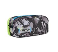 Seven Portapenne Scuola 2 Zip, Nero Blu, Feeling Me, Bustina Doppio Scomparto Con Organizer, Tasche ed Elastici Porta Penne, Accessori Zaino, Medie, Superiori, Bambino Ragazzo