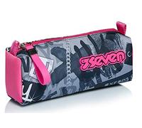 Seven Portapenne Scuola, Fucsia Grigio, Keep Flag, Bustina Da Riempire Con Penne, Matite, Colori, Accessori Zaino Elementari Medie, Bambina