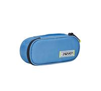 Seven Portapenne Scuola Round Plus, Azzurro, Freethink, Bustina Ovale Con Tasca Interna ed Elastici Porta Penne, Accessori Zaino, Elementari, Medie, Superiori, Ragazzo Ragazza