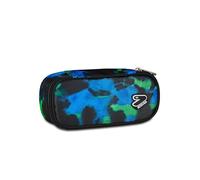 Seven Portapenne Scuola Round Plus, Blu Verde, Astuccio Ovale Con Elastici e Tasca Per Penne, Matite e Accessori, Astuccio Zaino Scuola, Scuola Media e Superiore, Ragazzo