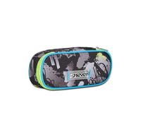 Seven Portapenne Scuola Round Plus, Nero Blu, Feeling Me, Bustina Ovale Con Tasca Interna ed Elastici Porta Penne, Accessori Zaino, Elementari, Medie, Superiori, Bambino Ragazzo