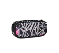 Seven Portapenne Scuola Round Plus, Nero Fucsia, Astuccio Ovale Con Elastici e Tasca Per Penne, Matite e Accessori, Astuccio Zaino Scuola, Scuola Media e Superiore, Ragazza