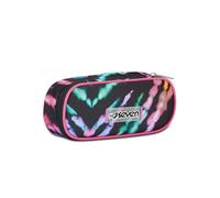 Seven Portapenne Scuola Round Plus, Nero Fucsia, Multi Shade Girl, Bustina Ovale Con Tasca Interna ed Elastici Porta Penne, Accessori Zaino, Elementari, Medie, Superiori, Bambina Ragazza