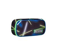 Seven Portapenne Scuola Round Plus, Nero, Light Route, Bustina Ovale Con Tasca Interna ed Elastici Porta Penne, Accessori Zaino, Elementari, Medie, Superiori, Bambino Ragazzo