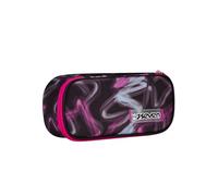 Seven Portapenne Scuola Round Plus, Nero. Rosa, Blurred Pink, Bustina Ovale Con Tasca Interna ed Elastici Porta Penne, Accessori Zaino, Elementari, Medie, Superiori, Bambina Ragazza