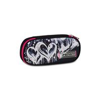Seven Portapenne Scuola Round Plus PLUMPY LINE GIRL, Nero, Astuccio ovale, Taschino interno, Passanti elastici portapenne, Accessori Zaino, Bambina, Ragazza, Scuola media e superiore