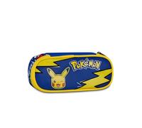 Seven Portapenne Scuola Round Plus Pokemon, Blu, Ampio Scomparto interno, Piano portamatite, Divisorio con elastici, Taschino con zip, Accessori Zaino, Scuola elementare e media, Bambino, Bambina