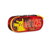 Seven Portapenne Scuola ROUND PLUS - POKEMON - PIKACHU - Giallo Rosso - Astuccio Scuola Monozip con Organizer Interno, Passanti Elastici - Accessori Zaino Scuola - Astuccio Bambino