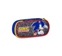 Seven Portapenne Scuola Round Plus Sonic, Blu, Ampio Scomparto interno, Piano portamatite, Divisorio con elastici, Taschino con zip, Accessori Zaino, Scuola elementare e media, Bambino