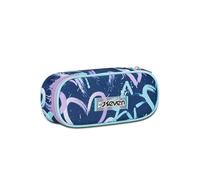 Seven Portapenne Scuola Round Plus, Viola Blu, Crystal Purple, Bustina Ovale Con Tasca Interna ed Elastici Porta Penne, Accessori Zaino, Elementari, Medie, Superiori, Bambina Ragazza