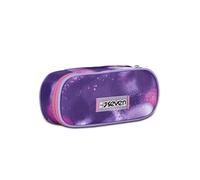 Seven Portapenne Scuola Round Plus, Viola Fucsia, Bubble Street, Bustina Ovale Con Tasca Interna ed Elastici Porta Penne, Accessori Zaino, Elementari, Medie, Superiori, Bambina Ragazza