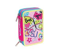 SEVEN S.P.A. ASTUCCIO scuola - SJ GIRL - Rosa - 3 scomparti - pennarelli matite ecc.