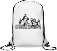Seven Samurai - Sacca da palestra vintage con coulisse, stile casual, colore: bianco, bianco, Taglia unica