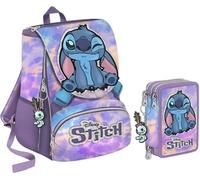 Seven School Pack Zaino + Astuccio Sj Gang Nuova Collezione Zaini Per Ragazze E Ragazzi (Stitch)