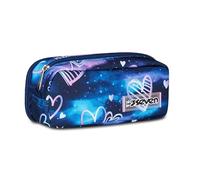 Seven Scuola Bustina Doppia, Blu, Tasca Interna e Tasca Laterale con Passanti Elastici Portapenne, Accessori Zaino, Scuola Elementare e Media, Bambina e Ragazza