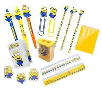 ✏ ✂ Seven Set da Scrittura Kit 9 pezzi: Penna, Matita, Righello, Temperino, Graffetta Segnalibro, 3 Gomme da cancellare, Mini Bloc Notes